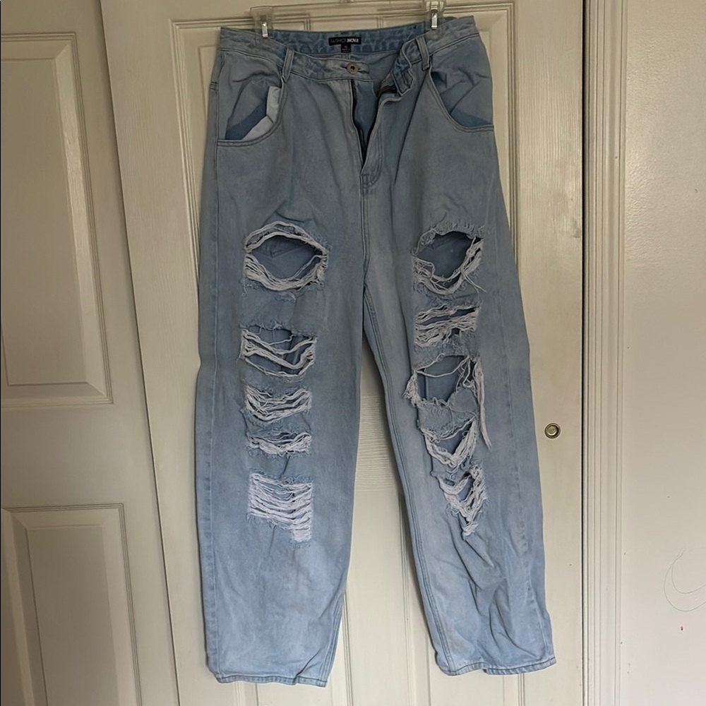 Distressed Light Blue Jeans
